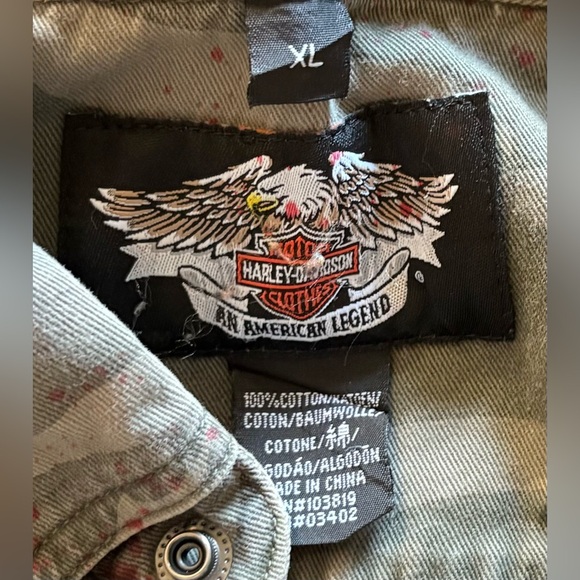 Harley-Davidson Camo Paint Splatter Sleeveless Button Down Shirt Size XL - Picture 4 of 4